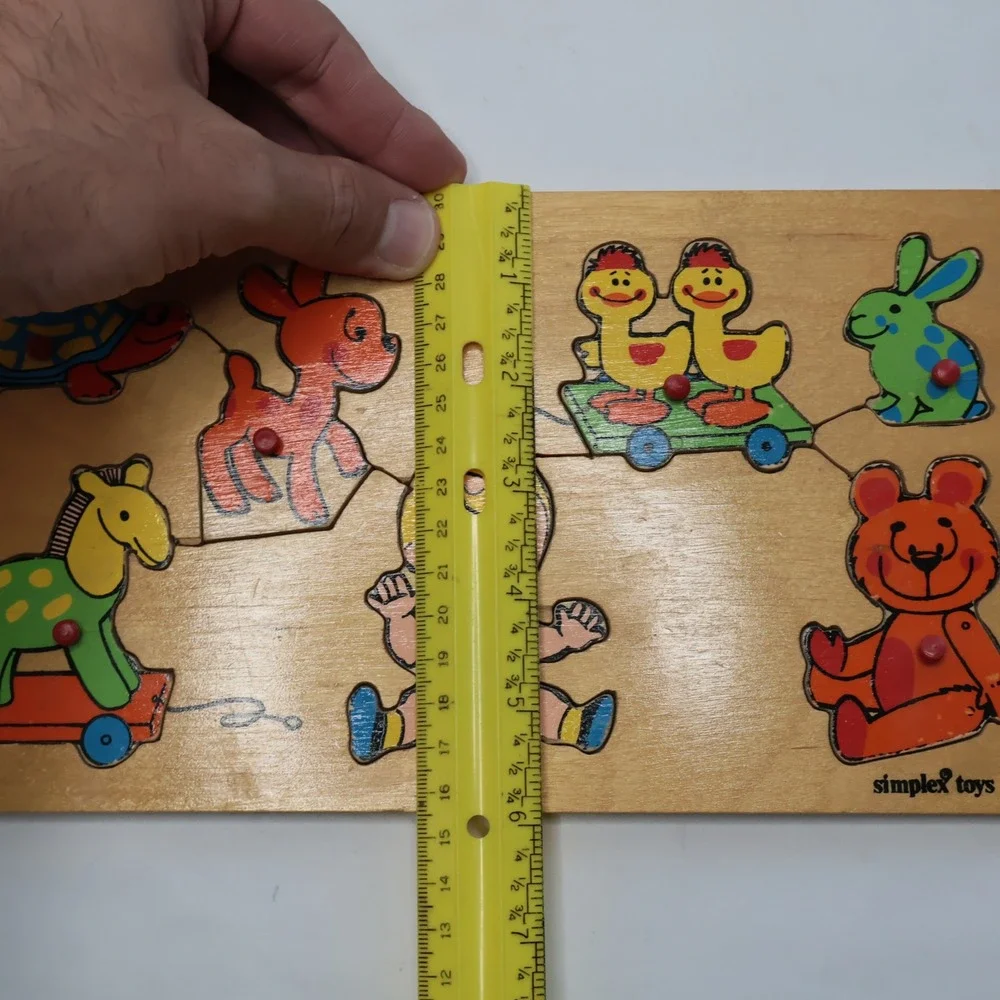 Simplex Toys Peg Puzzle Toddler One Size Tan Good Vintage Wooden Animals Holland